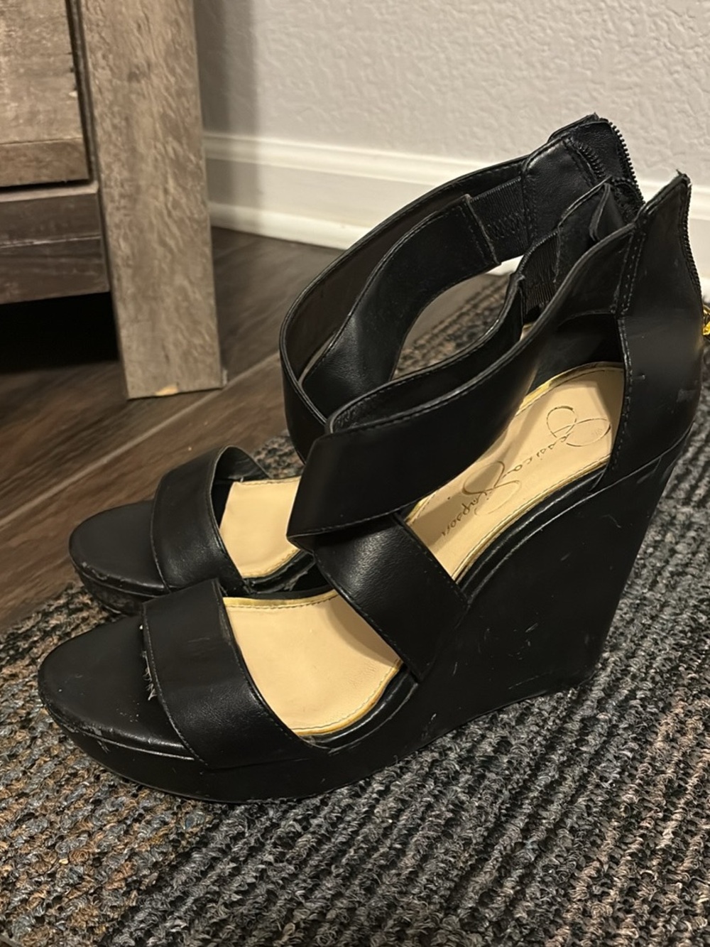 Women's Black Wedge Sandals - Strappy Platform Heels
